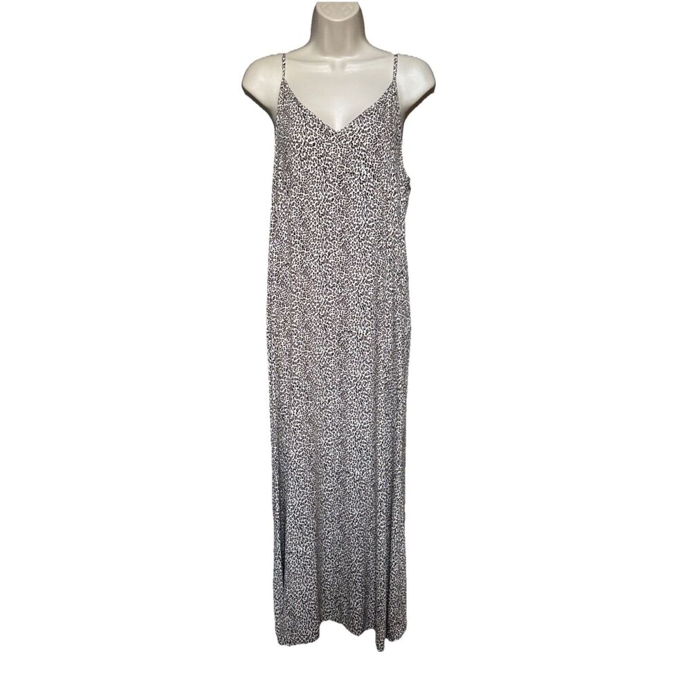 Jenni Kayne Leopard Print Maxi Slip Dress Sz L Minimalist 90s Designer - Picture 3 of 14
